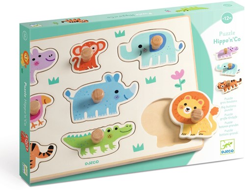 Djeco PUZZLES BOIS - PUZZLES GROS BOUTONS Hippo'n'Co - FSC 100%