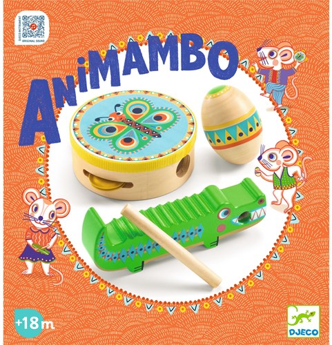 Djeco ANIMAMBO - ANIMAMBO Set de percussions : tambourin, maracas, guiro - FSC 100%