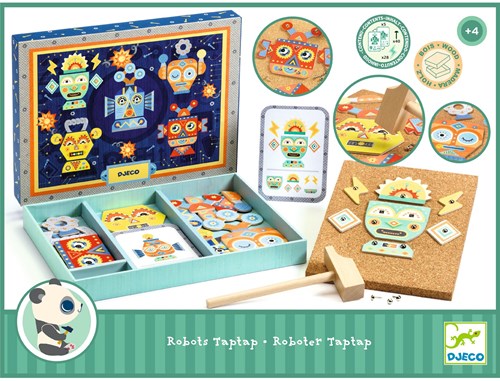 Djeco JEUX  EDUCATIFS BOIS - JEUX DE TAP TAP Tap tap robots - FSC 100%
