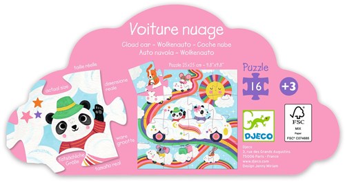 Djeco PUZZLES - PUZZLES SILHOUETTES Voiture nuage - 16 pcs - FSC MIX