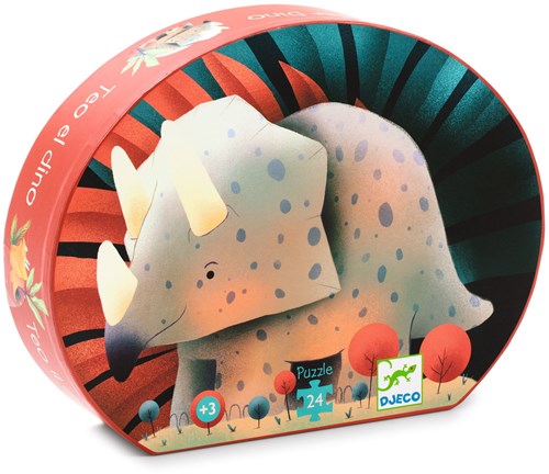 Djeco PUZZLES - PUZZLES SILHOUETTES Téo le dino - 24 pièces - FSC MIX