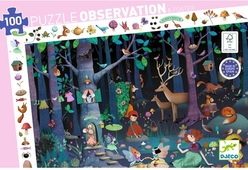 Djeco PUZZLES - PUZZLES OBSERVATION La forêt enchantée - 100 pcs - FSC MIX