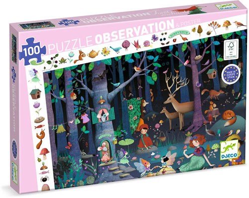 Djeco PUZZLES - PUZZLES OBSERVATION La forêt enchantée - 100 pcs - FSC MIX