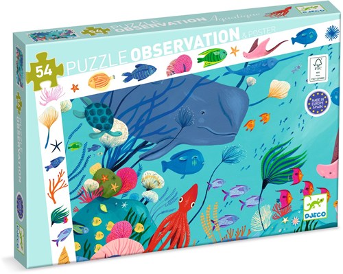 Djeco PUZZLES - PUZZLES OBSERVATION Aquatique - 54 pcs - FSC MIX