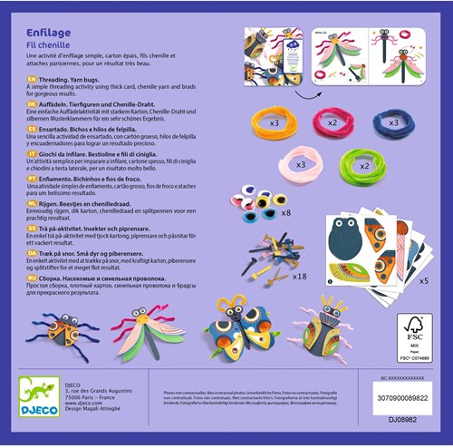 Djeco LES PETITS - ENFILAGE Bestioles en fils chenille - FSC MIX