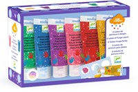Djeco LES COULEURS DES PETITS - PEINTURE 6 tubes de peinture à doigts - Paillettes