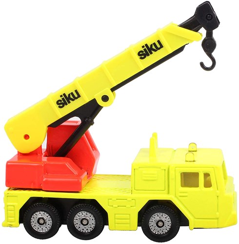 Siku camión grúa hidráulica - vehículo de construcción juguete amarillo rojo-2