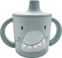 Trixie vaso de aprendizaje de silicona para bebé azul - Mr. Shark - antigoteo-2