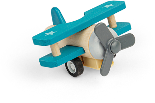 BigJigs avión de juguete biplano de madera con retroceso-3