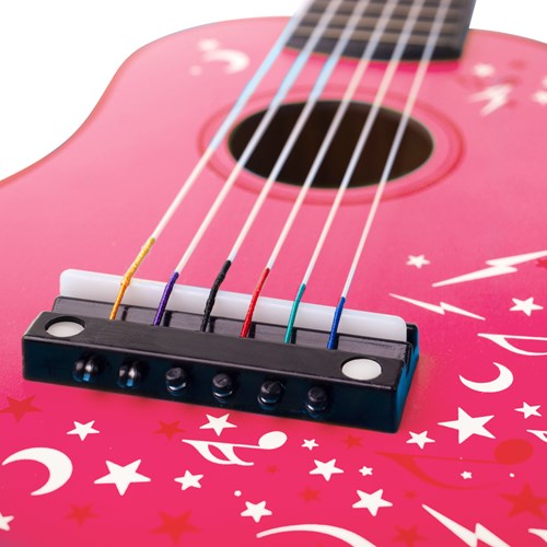 Tidlo guitarra de madera rosa flores juguete musical infantil-2