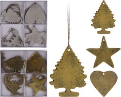 Home & Styling decoración colgante de Navidad set 4 piezas aluminio plata