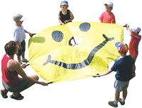 Spordas juguete paracaídas cara Smiley amarillo 20cm poliéster