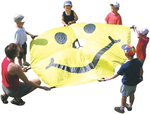 Spordas juguete paracaídas cara Smiley amarillo 20cm poliéster