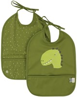 Trixie babero lavable 2-pack - Mr. Dino - impermeable - verde - ajustable