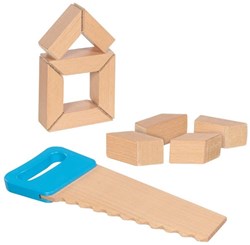 Goki bloques de construcción de madera set de sierra con velcro para niños