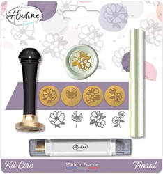 Aladine set de cera para sellos flores - kit creativo de sellos para niños