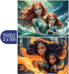 Alipson Puzzle rompecabezas 2-en-1 L'Eau et le Feu madre e hija 2500 piezas