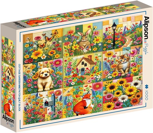 Alipson Puzzle rompecabezas Cottage Garden Nine Patch Quilt Block 1000 piezas-2