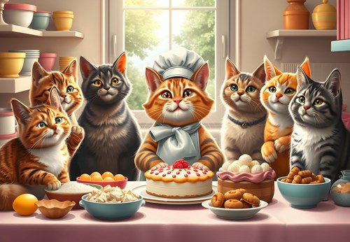 Alipson Puzzle rompecabezas de gatos Pastry Cats in Action - 1000 piezas