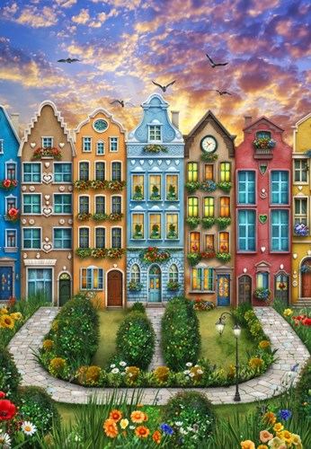 Alipson Puzzle rompecabezas The Rainbow Village 1000 piezas colorido
