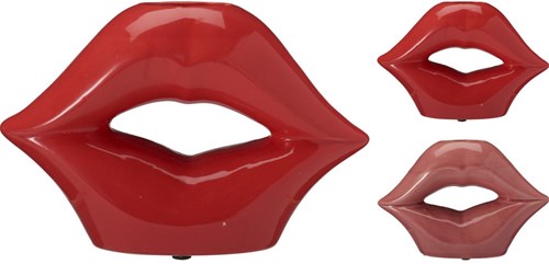 Home & Styling jarrón labios 20cm rojo rosa decoración plástico