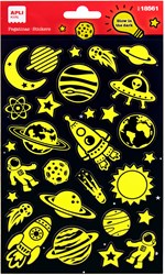 APLI Kids stickers Glow in the Dark espacio - hoja decorativa multicolor