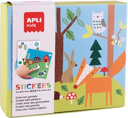 APLI Kids APLI - Tarjetas adhesivas del bosque (8 tarjetas, 8 hojas de pegatinas)