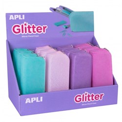 APLI Kids estuche soft glitter estuche de silicona con purpurina para niños