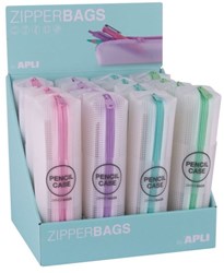APLI Kids estuche zipperbag bolígrafos transparente pastel PVC resistente