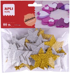 APLI Kids estrellas manualidades goma EVA purpurina oro plata 50 piezas