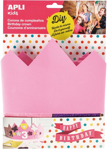 APLI Kids corona de cumpleaños rosa - accesorio de espuma para fiestas infantiles