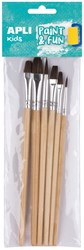 APLI Kids set de pinceles de madera - pinceles para niños - 6 unidades