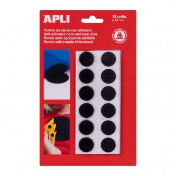 APLI Kids velcro redondo autoadhesivo negro 19 mm - 12 unidades