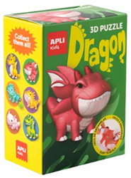 APLI Kids puzzle dragones verde juguete educativo 3D de cartón