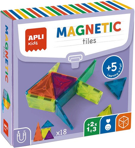 APLI Kids bloques de construcción magnéticos transparentes 18 piezas juguete educativo