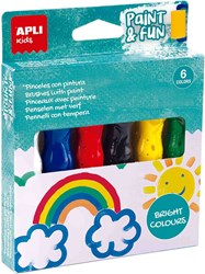 APLI Kids tubos de pintura con pincel - témpera set 6 colores - pintura infantil