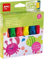 APLI Kids tubos de pintura con pincel - set de pintura neón niños - 6 colores