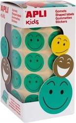 APLI Kids pegatinas smiley verde - 900 pegatinas autoadhesivas en rollo
