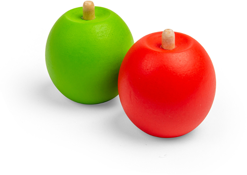 BigJigs juguete de madera manzana roja verde fruta