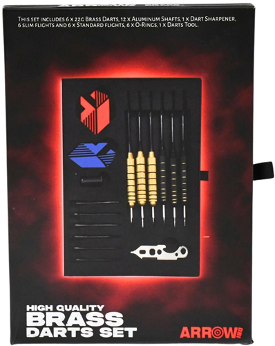 Arrow180 Brass Darts Set - Set de dardos 22g con accesorios