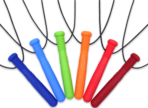 ARK Therapeutic collar mordedor juguete rojo para niños Lange, gladde kauwketting in honkbalknuppelvorm, geschikt voor stevige kauwers.-2