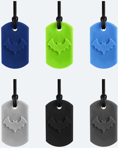 ARK Therapeutic collar mordedor Bat Bite gris oscuro XXT - juguete sensorial Kauwketting met vleermuismotief voor stevige kauwers die sensorische steun zoeken.-2