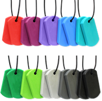 ARK Therapeutic joya mordedor juguete dentición azul oscuro estándar Dunne, discrete kauwketting met twee hangers in dog-tag-stijl, voor kinderen en volwassenen.-2