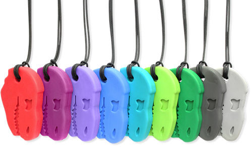 ARK Therapeutic collar mordedor T-Rex juguete sensorial azul oscuro Stevige, brede kauwketting in T-Rex-vorm, geliefd bij dinofans, voor kinderen en volwassenen.-2