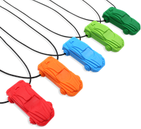 ARK Therapeutic collar mordedor coche de carreras juguete sensorial azul oscuro Kauwketting in raceautovorm met aerodynamische textuur voor stevige kauwers.-2