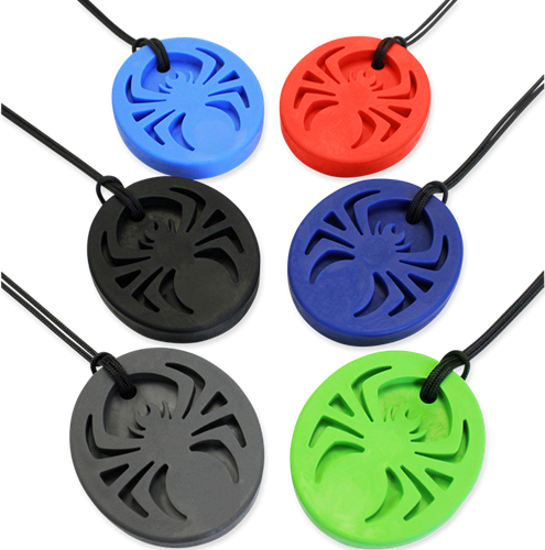 ARK Therapeutic collar mordedor Spider Bite rojo para niños sensorial Groot, spinvormig kauwsieraad met uitsparingen, ideaal voor stevige voortandenkauwers.-2