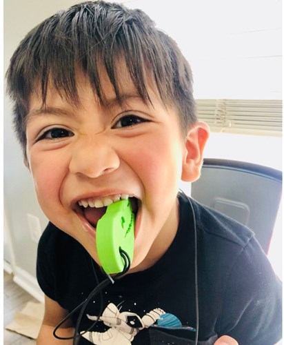 ARK Therapeutic collar mordedor juguete sensorial T-Rex verde bosque XXT Stevige, brede kauwketting in T-Rex-vorm, geliefd bij dinofans, voor kinderen en volwassenen.-3