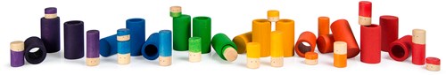 Grapat set de juego LO figuras de madera 36 piezas colores básicos