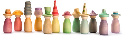 Grapat set de figuras de madera - Fancy Nins - 12 muñecos arcoíris