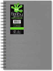 Artgecko Artgecko Flashy Spiraal  Schetsboek A4 Portret 150gr 40 vel Wit Grijze Omslag